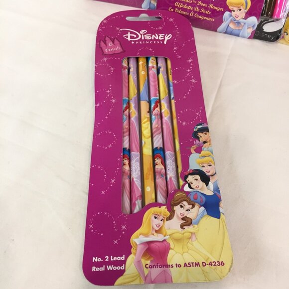 New 3 Disney Princess Cinderella Tinker Bell Velvet Doodle Door Hanger & Pencils - Picture 4 of 7